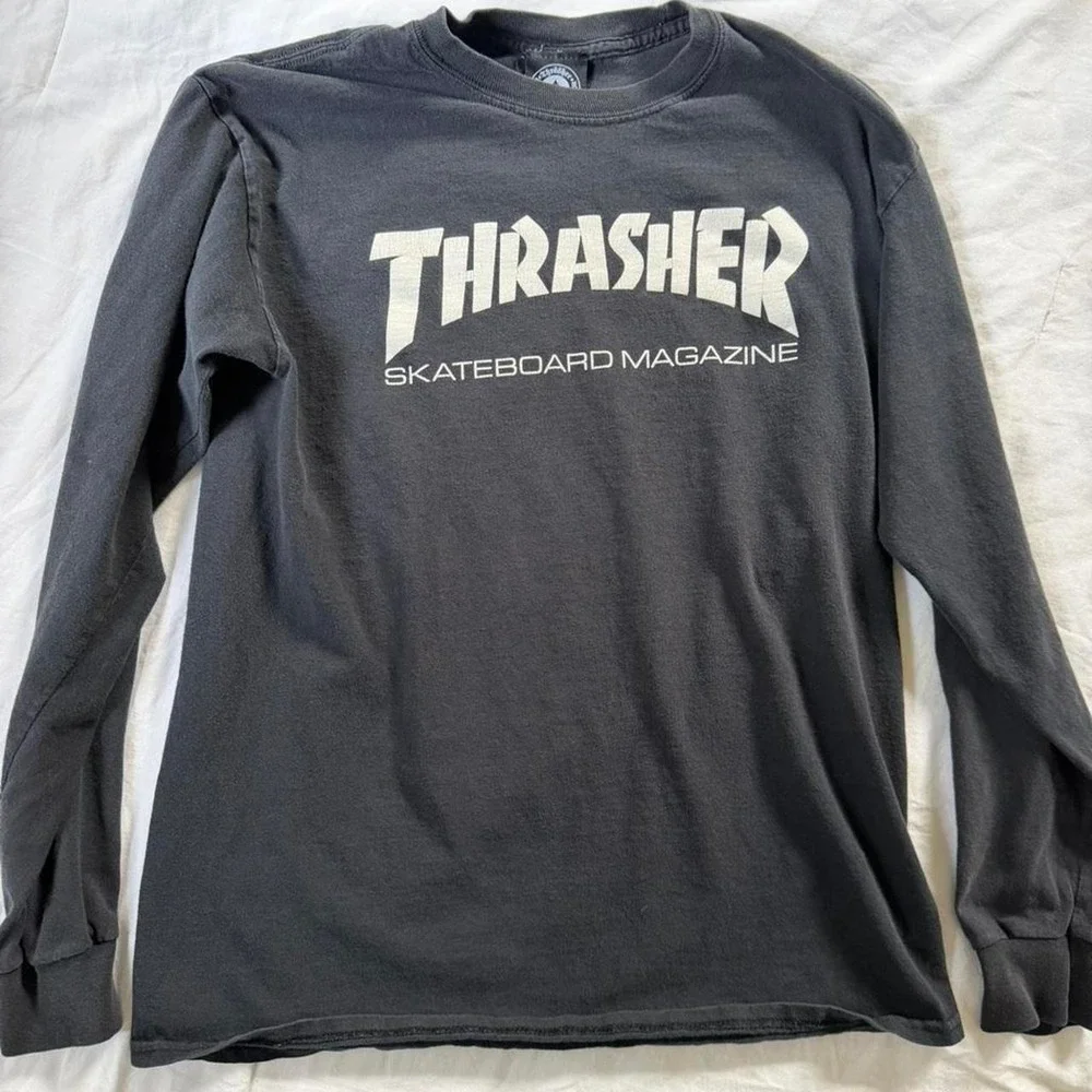 Thrasher Skateboard Magazine Logo Long Sleeve Tee Mens Medium Black Streetwear